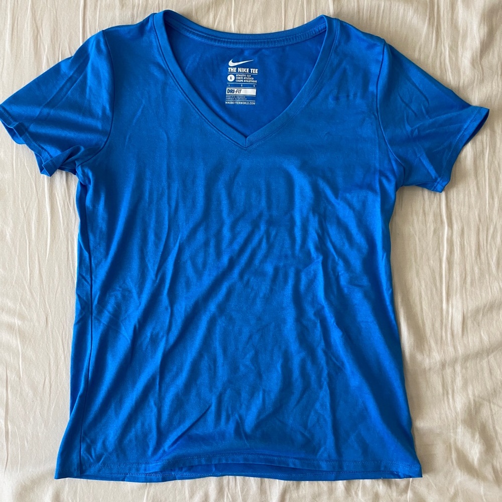 Blue Nike Dri-Fit V-neck Tee